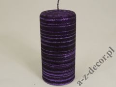Purple velvet brushed pillar candle 15cm with glitter [AZ01748]