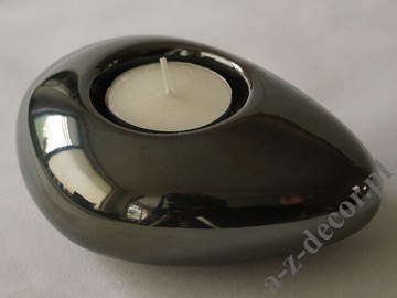 Gray ceramic T-light holder 12cm [AZ02035]