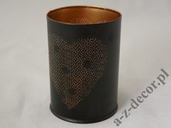 Czarno złoty świecznik metalowy z ażurem 14cm [AZ02169]