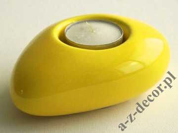 Yellow ceramic T-light holder 12cm [AZ02040]