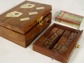 Wooden box with domino and cards 15cm [AZ01561]