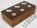 Wooden box w/domino+dice 16x8x4cm [AZ01563]