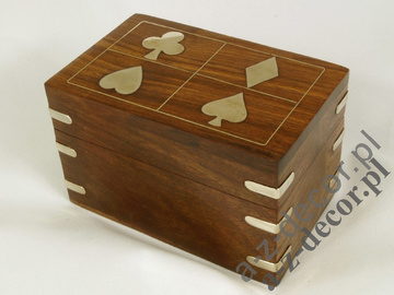 Pudełko drewniane 13x7,5x8cm + karty [AZ01553]