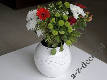 Dekorowany biały wazon ceramiczny 24cm [AZ01534]