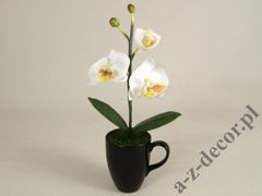 Biała sztuczna orchidea w kubku 36cm [AZ01138]