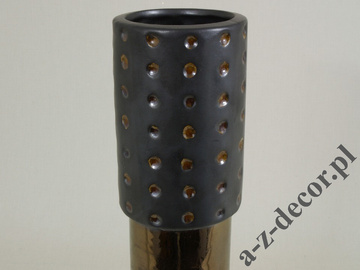 Szaro złoty wazon ceramiczny DOTS 42cm [AZ01053]