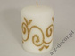 White velvet pillar candle 10cm with glitter decoration [AZ01725]