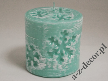 Markowa świeca walec śnieżynka 10cm [AZ02150]
