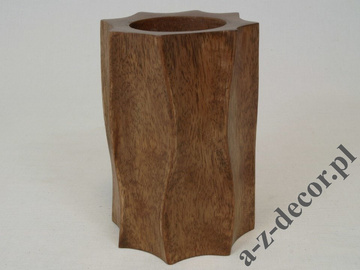 Jasno brązowy świecznik drewniany 15cm [AZ01539]