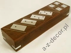 Drewniane pudełko z kośćmi do gry i domino [AZ01565]