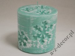 Branded pillar candle with snowflakes 10cm [AZ02150]