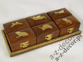 Wooden tray with 6 boxes 21x10x4cm [AZ01582]