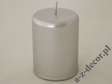 Silver velvet pillar candle 7x10cm [AZ02043]