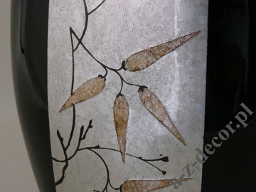 Czarny dekorowany wazon ceramiczny BAMBOO 50cm [AZ01406]