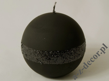 Black velvet ball candle with glitter 10cm [AZ01785]
