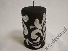 Branded black velvet pillar candle with  glitter decoration 15cm [AZ01988]