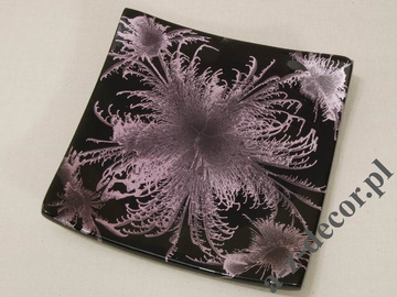 Black ceramic plate with violet decoration 20cm [AZ01422]