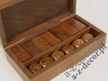 Wooden box with domino and dice set [AZ01562]