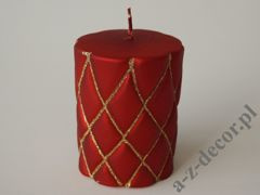 Red velvet pillar candle 10cm with gold glitter [AZ01996]