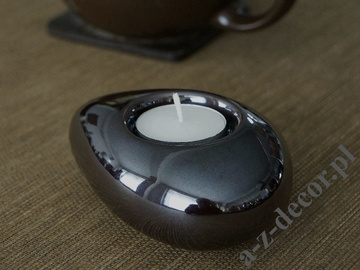 Irie brown ceramic T-light holder 12cm [AZ02031]