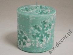 Markowa świeca walec śnieżynka 10cm [AZ02150]