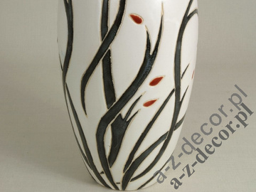 Biały wazon ceramiczny z dekoracją kwiatową 44cm [AZ01048]