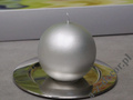 Silver velvet ball candle 10cm [AZ02044]