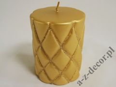 Gold velvet pillar candle with glitter 10cm [AZ01993]