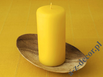 Branded yellow velvet pillar candle 15cm [AZ02045]