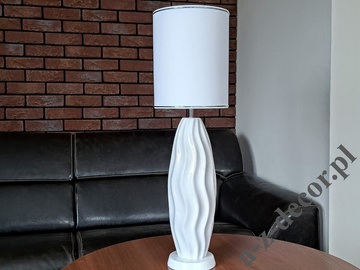 Lampa stołowa COCOON biała 67cm ze srebrnymi pierścieniami [AZ02754]