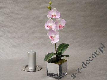 Sztuczna orchidea w doniczce różowa 55cm [AZ01855]