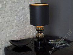 Złota lampka nocna PERLA II 56cm z czarnym abażurem [AZ02689]