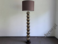 Lampa podłogowa PERLA IX ze złotymi kulami i brązowym abażurem CY 50x170cm [AZ02756]