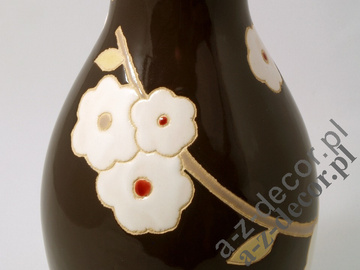 Earthenware vase with flower design 33cm [AZ01132]