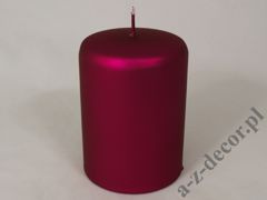 Cerise velvet pillar candle 7x10cm [AZ01865]