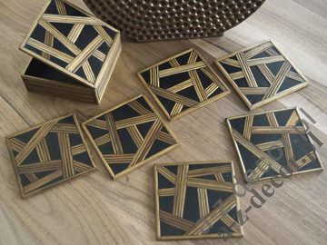 Podstawki pod szklanki 11x11cm 6szt. + pudełko [AZ00125]