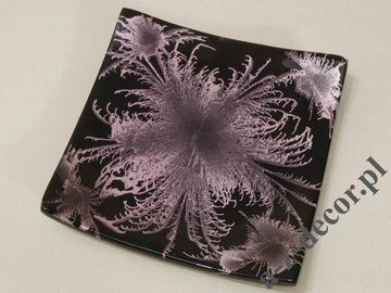 Black ceramic plate with violet decoration 20cm [AZ01422]