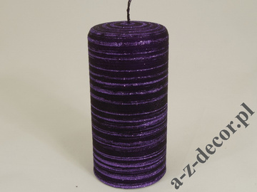 Purple velvet brushed pillar candle 15cm with glitter [AZ01748]