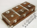 Wooden tray w/6 boxes 21x10x4cm [AZ01585]