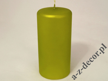 Wysoka świeca walec zielony welwet 15cm [AZ01788]
