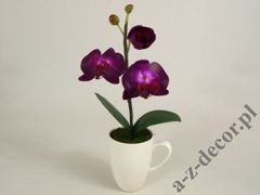 Sztuczna orchidea w białym kubku 36cm [AZ01139]