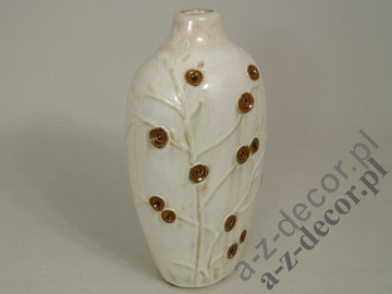 CLAUDIO earthenware vase 27cm decorated with brown flowers [AZ01051]