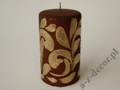 Brown velevt pillar candle with glitter 15cm [AZ01986]