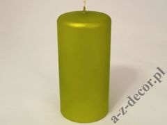 Green velvet pillar candle 15cm [AZ01788]