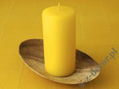 Branded yellow velvet pillar candle 15cm [AZ02045]