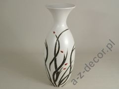 Biały wazon ceramiczny z dekoracją kwiatową 44cm [AZ01048]