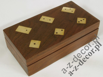 Wooden box with domino and dice set [AZ01562]