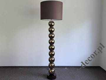 Lampa podłogowa PERLA IX ze złotymi kulami i brązowym abażurem CY 50x170cm [AZ02756]