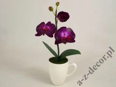 Sztuczna orchidea w białym kubku 36cm [AZ01139]