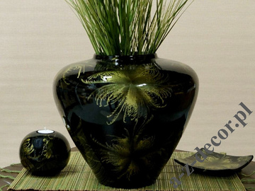 Green and black ceramic vase 31cm [AZ01431]